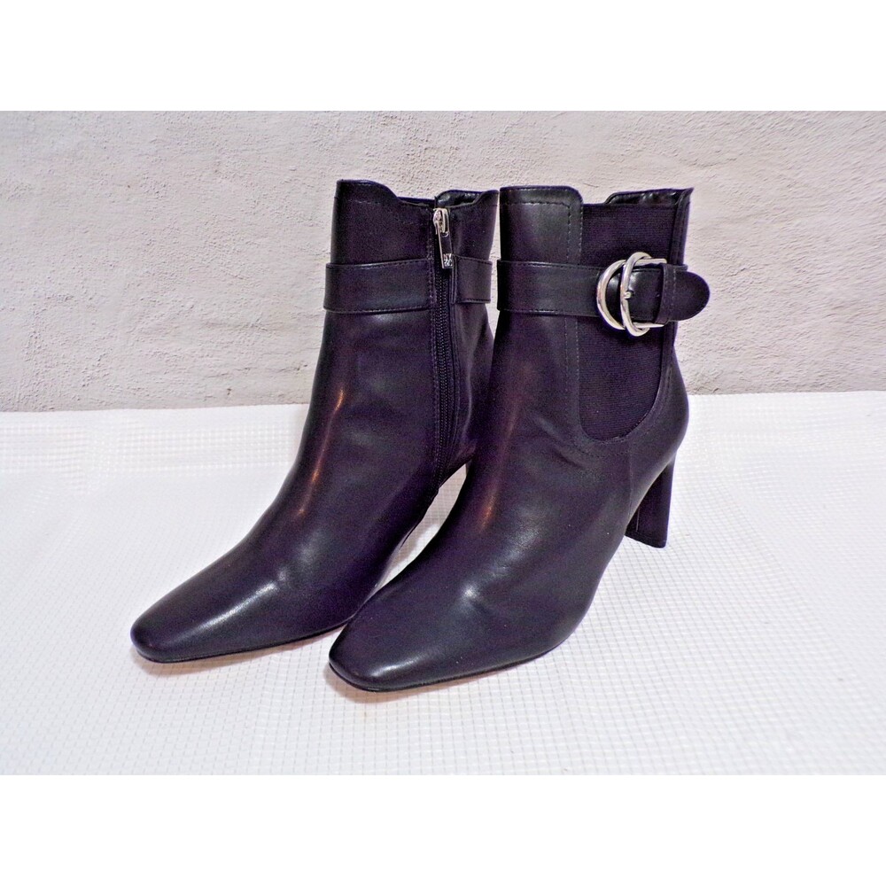 New York &‎ Company Black Ankle Boots with Silver Accents Size 7.5 and 4" Heels